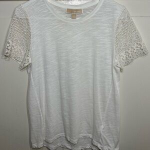 Michael Kors White Lace Sleeve Top - SIZE SMALL